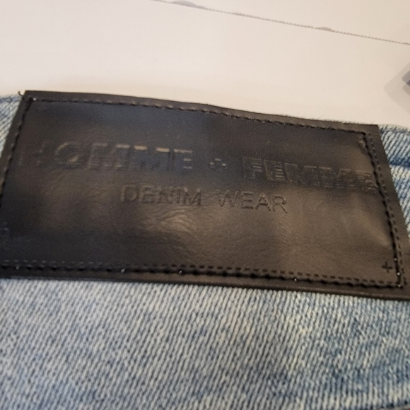 Homme + Femme Men'S Denim Logo Painted Distressed Shorts Size 42 NEW! - Picture 10 of 14